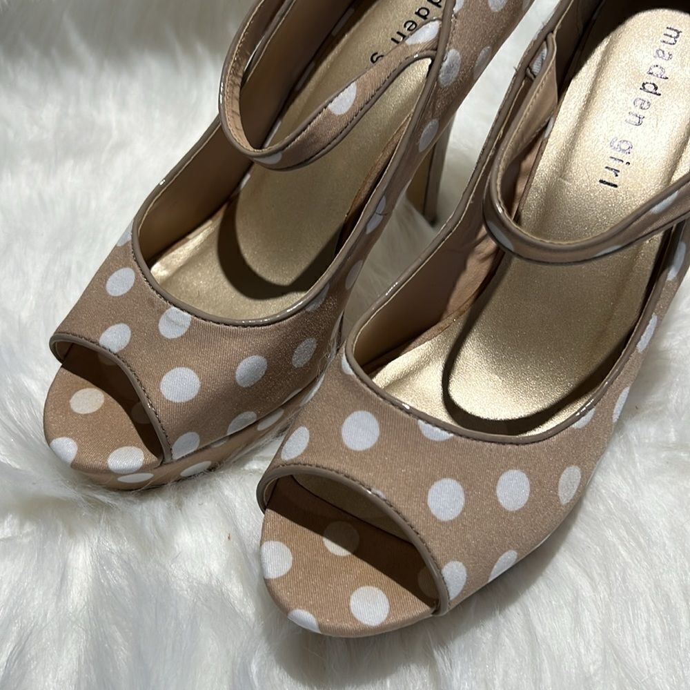 Madden Girl "Lyon" Polka Dot‎ Peep Toe Pumps. Size 8.5.  B72 - Picture 5 of 11